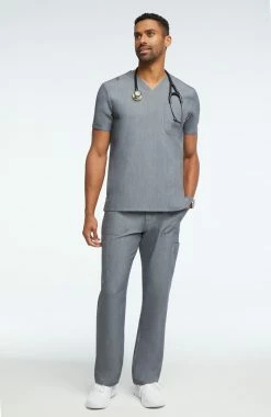 AllHeart Clearance Men's Solid Scrub Top & Cargo Scrub Pant Set