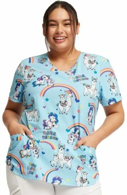 Cherokee Women's Rainbow Mamas Print Scrub Top