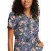 Cherokee Women's Paisley Petals Print Scrub Top