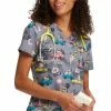 Cherokee Women's Tuckable Giraffic Jam Print Scrub Top