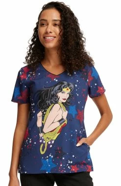 Cherokee Women's Hang With The Stars Print Scrub Top
