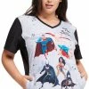 Cherokee Women's Super-Pets Print Scrub Top