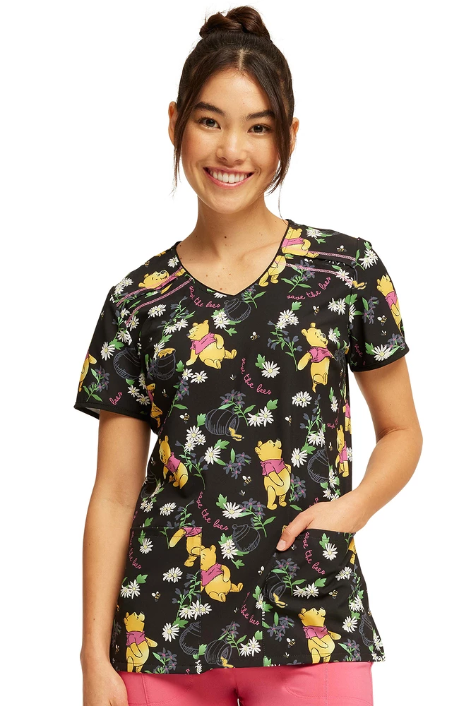 Cherokee Women's Bee Rescue Print Scrub Top 1 Cherokee Women's Bee Rescue Print Scrub Top