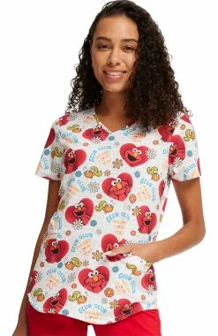 Cherokee Women's Glub Glub Print Scrub Top