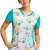 Cherokee Women's Here For The Candy Print Scrub Top