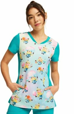 Cherokee Women's Here For The Candy Print Scrub Top