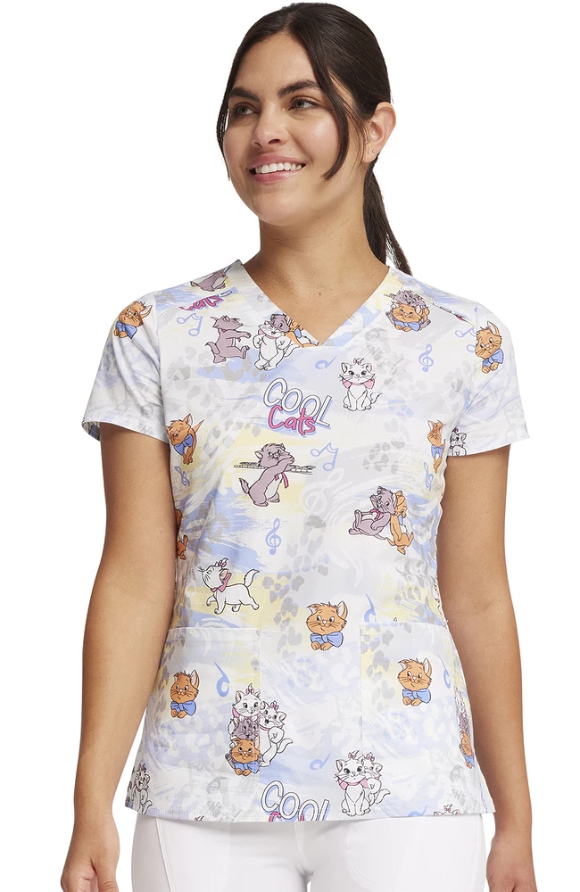 Cherokee Women's Hip Cats Print Scrub Top 1 Cherokee Women's Hip Cats Print Scrub Top