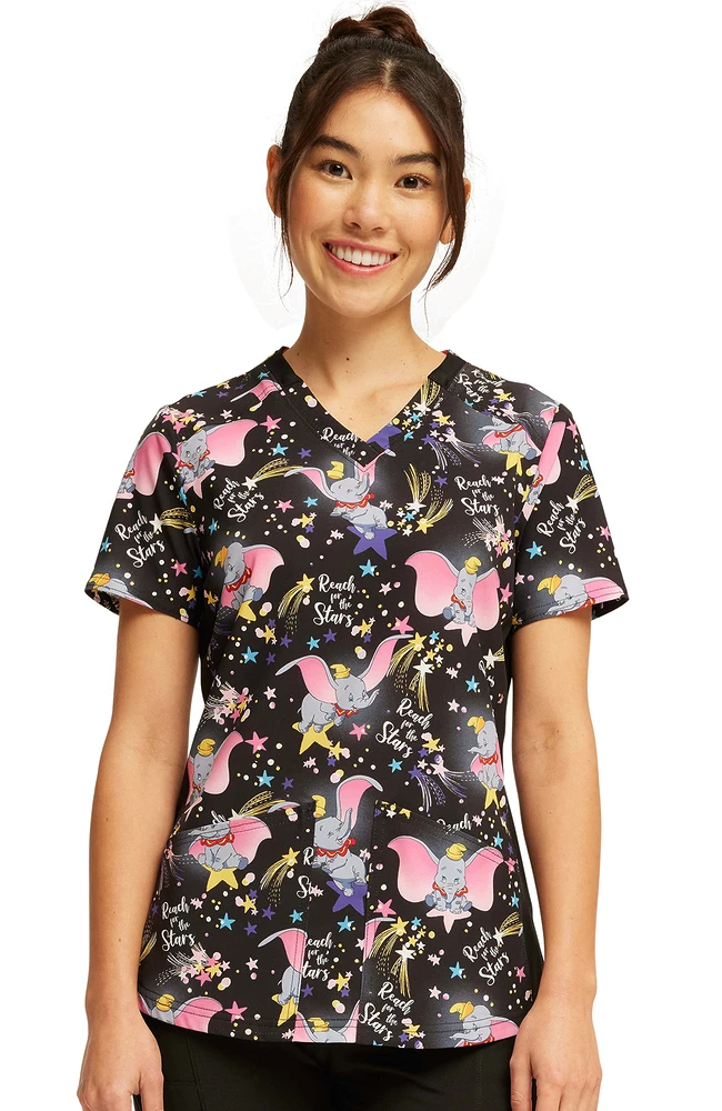 Cherokee Women's Dumbo High Flyer Print Scrub Top 1 Cherokee Women's Dumbo High Flyer Print Scrub Top