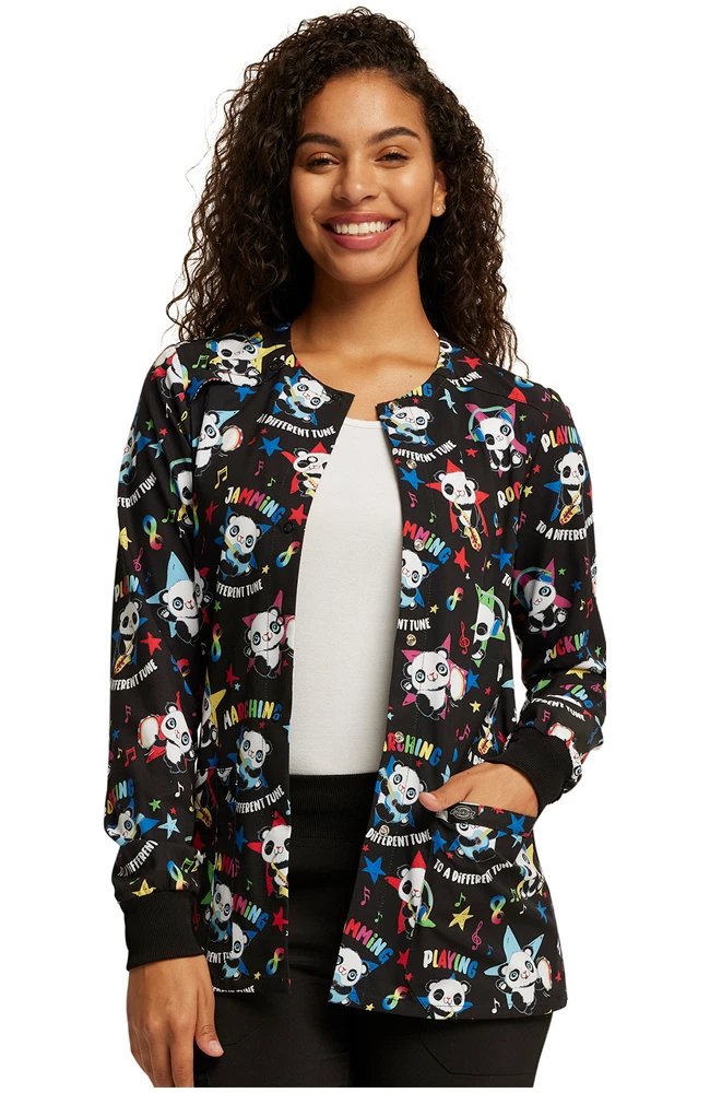 Dickies Women's Different Tune Print Scrub Jacket 1 Dickies Women's Different Tune Print Scrub Jacket