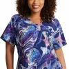 Dickies Women's Digital Waves Print Scrub Top
