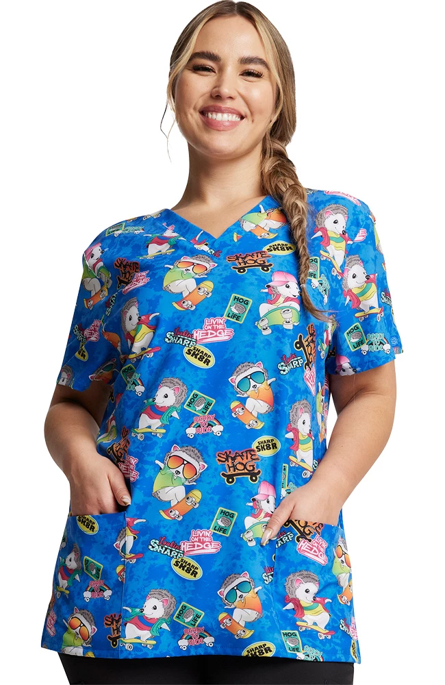 Dickies Women's V-Neck Livin' On The Hedge Print Scrub Top 1 Dickies Women's V-Neck Livin' On The Hedge Print Scrub Top