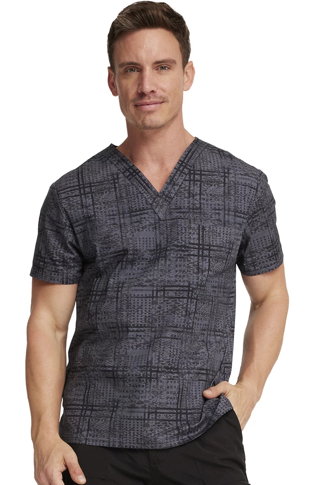 Dickies Men's Plaid Distress Print Scrub Top 1 Dickies Men's Plaid Distress Print Scrub Top