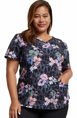 Dickies Women's Wild Tropic Print Scrub Top