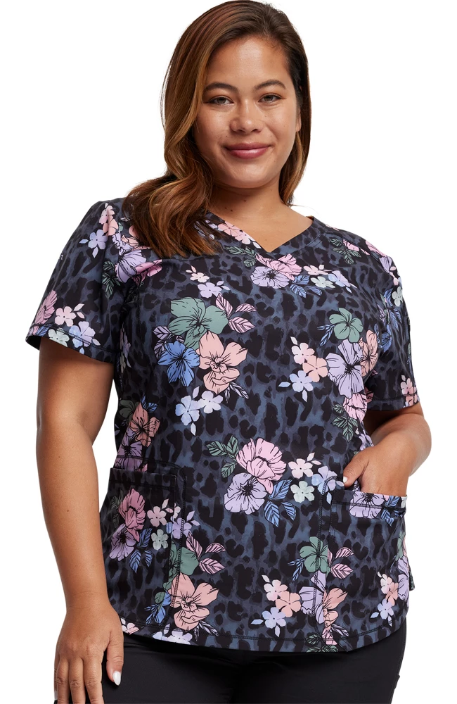 Dickies Women's Wild Tropic Print Scrub Top 1 Dickies Women's Wild Tropic Print Scrub Top