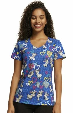 Dickies Women's I Goat You Babe Print Scrub Top