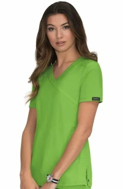 Koi Women's Eco Mock Wrap Solid Scrub Top