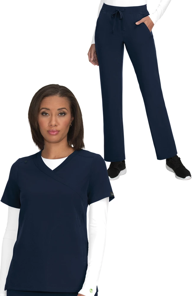 Koi Women's Eco Solid Scrub Top & Nova Tapered Scrub Pant Set 1 Koi Women's Eco Solid Scrub Top & Nova Tapered Scrub Pant Set