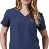 Medelita Women's Modern Fit V-Neck Solid Scrub Top