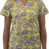 Maevn Uniforms Women's Curved V-Neck Birds In Bloom Print Top