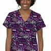 Med Couture Women's Vicky Awareness Print Scrub Top