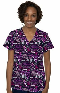 Med Couture Women's Vicky Awareness Print Scrub Top