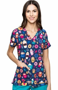 Scrubs for Women Sales Store 18 Med Couture Women's Vicky Java Love Print Scrub Top