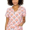 Med Couture Women's Vicky Seashells Print Scrub Top