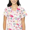 Med Couture Women's Vicky Sloth Party Print Scrub Top