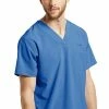White Cross Men's V-Neck Solid Scrub Top
