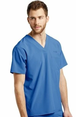 White Cross Men's V-Neck Solid Scrub Top