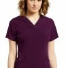 White Cross Women's Contrast Trim V-Neck Solid Scrub Top