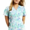White Cross Women's V-Neck Dots So Charming Print Scrub Top