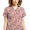 White Cross Women's V-Neck Spotty Dotty Print Scrub Top