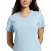 White Cross Women's Round V-Neck Stitched Solid Scrub Top