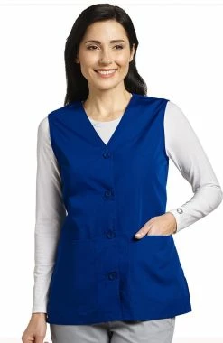 White Cross Women's Button Front Solid Scrub Vest