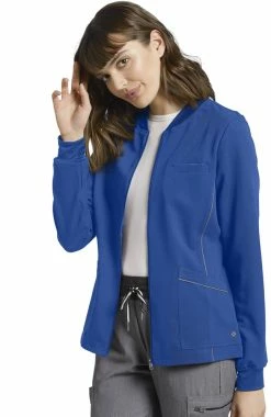 White Cross Women's Patch Pocket Zip Up Solid Scrub Jacket