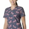Carhartt Women's V-Neck Stallion Step Print Scrub Top