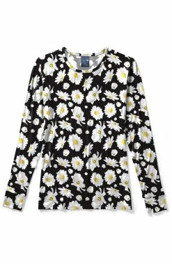 Zoe And Chloe Women's Crew Neck Daisy Crazy Print T-Shirt