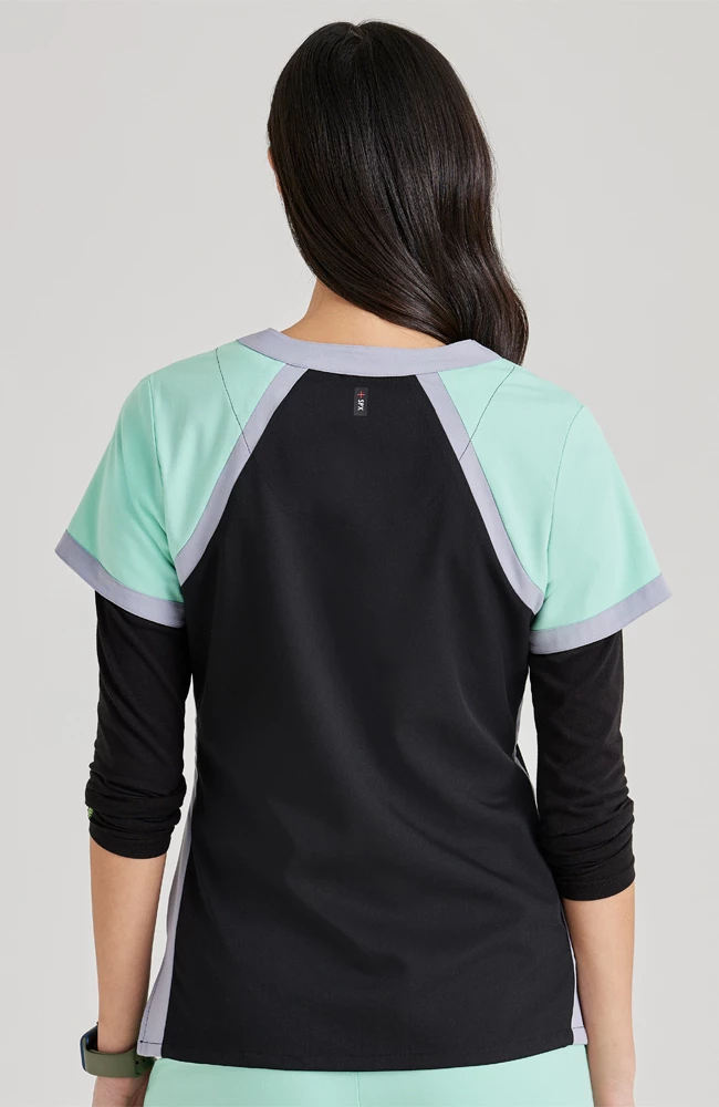 Grey's Anatomy Women's Tri-Color V-Neck Solid Scrub Top 2 Grey's Anatomy Women's Tri-Color V-Neck Solid Scrub Top - Image 2