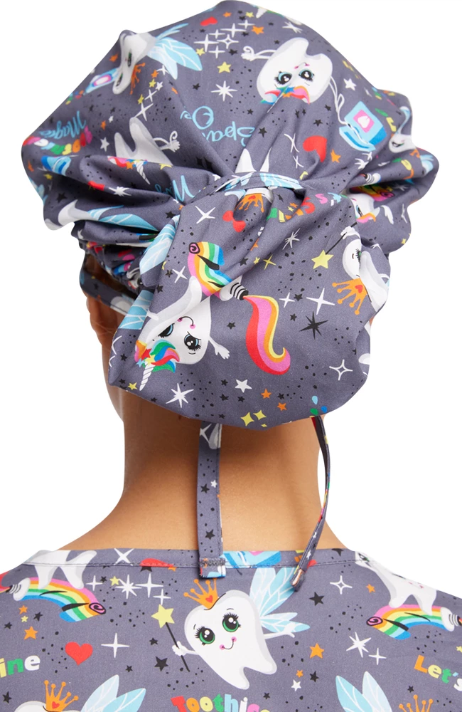 Cherokee Women's Toothicorn Magic Print Bouffant Scrub Hat 2 Cherokee Women's Toothicorn Magic Print Bouffant Scrub Hat - Image 2