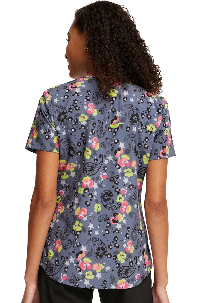 Cherokee Women's Paisley Petals Print Scrub Top 2 Cherokee Women's Paisley Petals Print Scrub Top - Image 2