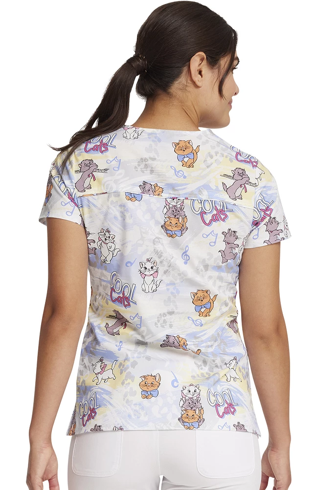 Cherokee Women's Hip Cats Print Scrub Top 2 Cherokee Women's Hip Cats Print Scrub Top - Image 2