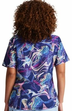 Dickies Women's Digital Waves Print Scrub Top -Scrubs for Women Sales Store 2 di dk623 print 650 1