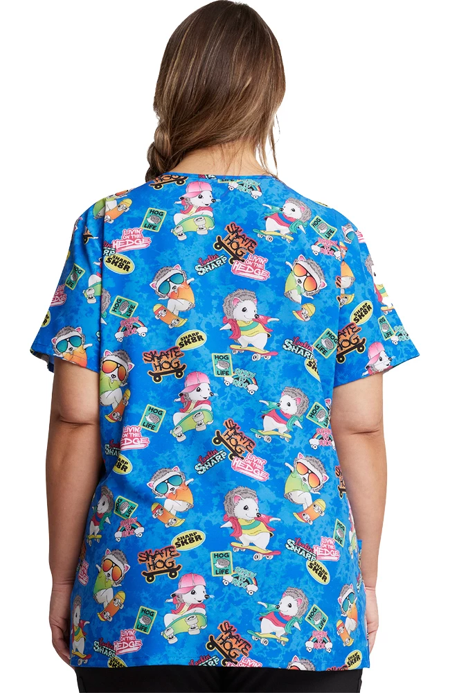 Dickies Women's V-Neck Livin' On The Hedge Print Scrub Top 2 Dickies Women's V-Neck Livin' On The Hedge Print Scrub Top - Image 2