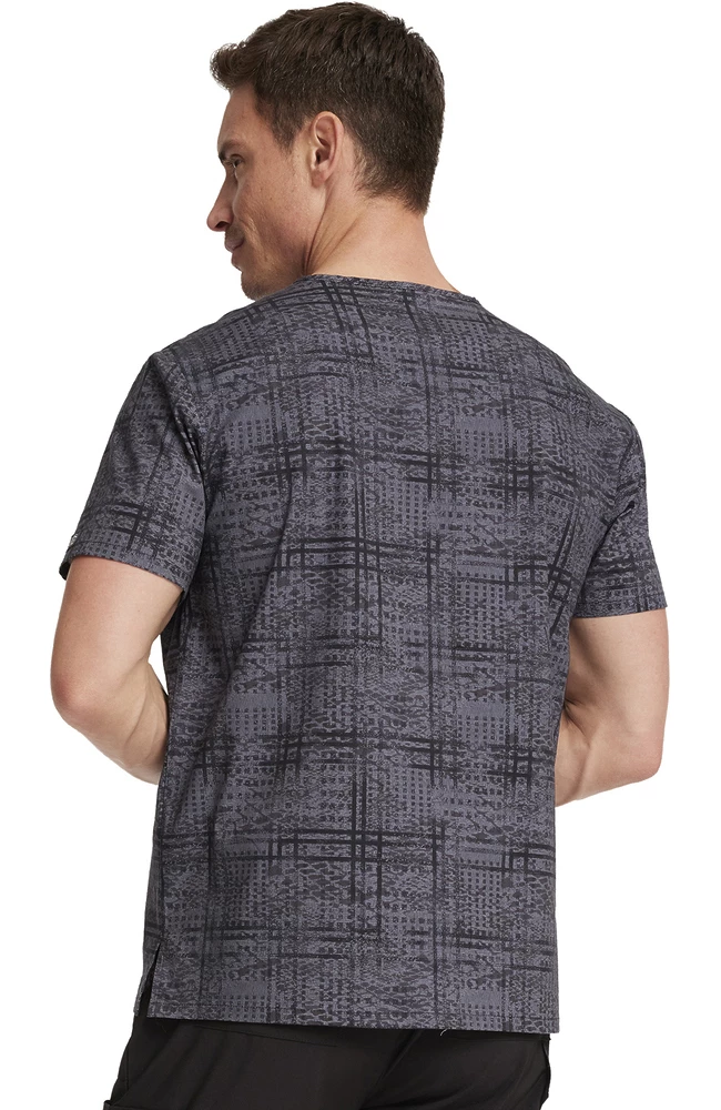 Dickies Men's Plaid Distress Print Scrub Top 2 Dickies Men's Plaid Distress Print Scrub Top - Image 2