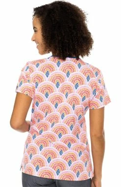 Med Couture Women's Vicky Seashells Print Scrub Top -Scrubs for Women Sales Store 2 pe 8564 print 650 3