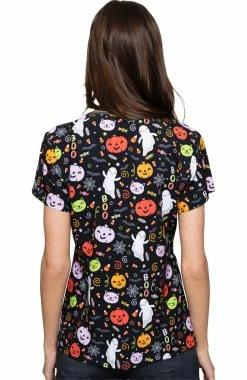 Med Couture Women's Vicky Halloween Party Print Scrub Top -Scrubs for Women Sales Store 2 pe 8564 print 650 4