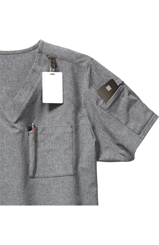 WonderWink Men's Angled Solid Scrub Top 2 WonderWink Men's Angled Solid Scrub Top - Image 2