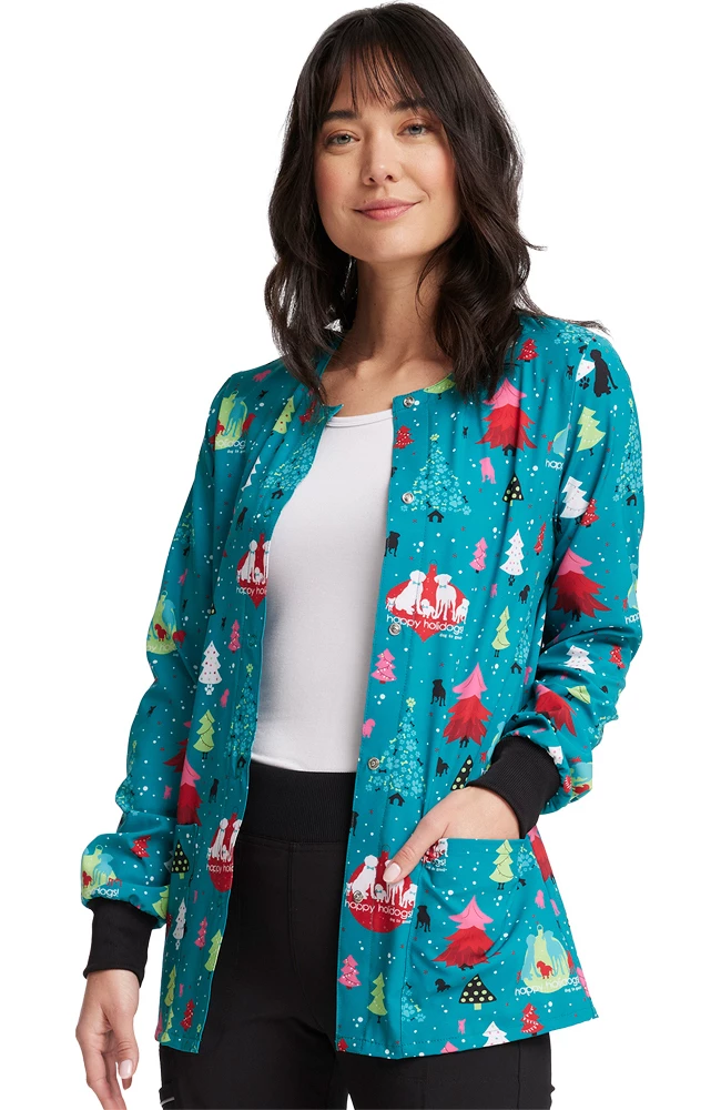 Cherokee Women's Happy Holidogs Print Jacket 3 Cherokee Women's Happy Holidogs Print Jacket - Image 3