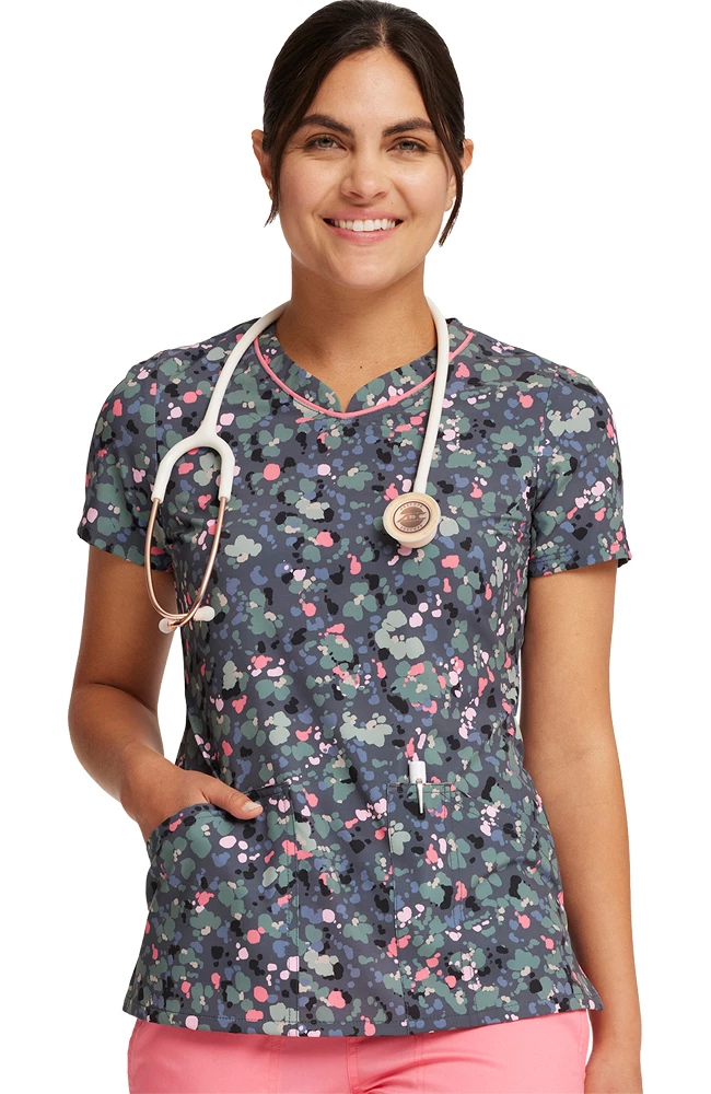 Cherokee Women's What The Speck? Print Scrub Top 3 Cherokee Women's What The Speck? Print Scrub Top - Image 3